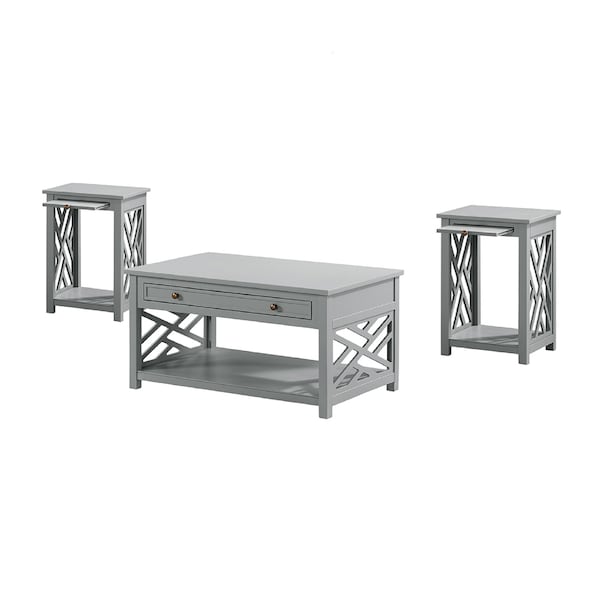 Alaterre Furniture Coventry 36" Coffee Table with Drawer and Two End Tables with Tray, Set of 3 ANCT0221340 - main